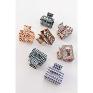 Checkered Retro Hair Clip – Cute Claw Clip for Kids & Adults
