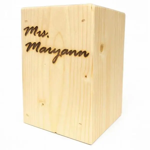 Personalized Engraved Solid Wood Desk Organizer - 4.5" x 5.5" Pen Storage Organizer with Multiple Compartments, Smooth Finish, Rustic Charm, Custom Name/Message Holder, Office Stationery Accessory for Graduations, Teachers, Coworkers
