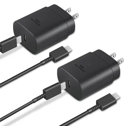 2-Pack 25W Type C Super Fast Charging Block with 6ft USB C Charger Cable Compatible with Galaxy S23 Ultra/S23+/S22/S21/S20, Wall Charger, Charger Adapter