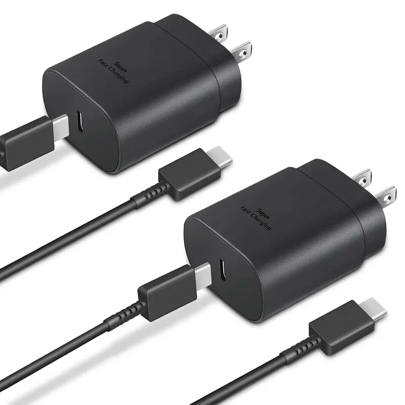 2-Pack 25W Type C Super Fast Charging Block with 6ft USB C Charger Cable Compatible with Galaxy S23 Ultra/S23+/S22/S21/S20, Wall Charger, Charger Adapter