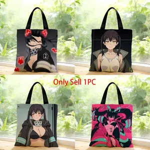 Fire Force Tamaki Kotatsu anime fire strong charismatic Storage Bags Canvas Bags Series Print Bag Lightweight Shoulder High Appearance Large Capacity Minimalist  Soft Fabric Bag Shopping Bags