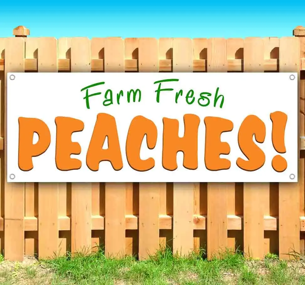 Fresh Peaches Vinyl Banner – Heavy-Duty 13 oz Indoor/Outdoor Business Sign – Multiple Sizes