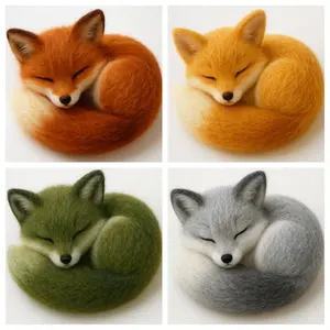 DIY Needle Felting Kit, Cute Animal Design, Choose From Four Fox Colors, Includes Full Craft Material Pack & HD Step-By-Step Video Tutorial