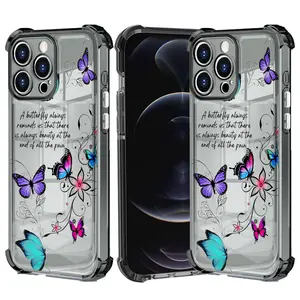 Butterfly Flower iPhone 16 Pro Max 15 Plus Phone Case with Reinforced Corner Protection Shock Absorbing Edges Compatible with Apple 16 Pro 15 Pro for Ultimate Drop Resistance and Stylish Floral Design