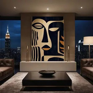 African Mask Abstract Art Print – Afrocentric Cultural Wall Art, Unique African American Home Decor for Living Room, Unframed