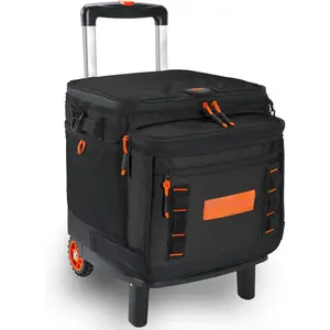 Soft Cooler with Wheels, 60-Can Wheeled Cooler with Handle, Leak Proof Rolling Cooler Insulated Bag with -Terrain Cart, Collapsible Rolling Ice Chest for Beach Picnic Camping Grocery