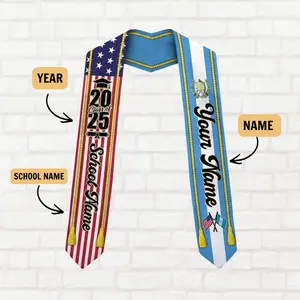 [HOT 2026] Personalized 2026 Guatemalan American Flag Graduation Sash Guatemala Graduation Stole Custom Graduat