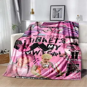 Machine Gun Kelly Music Flannel Blanket, Warm Soft Throw Blanket for girly Bedroom Sofa Bed and Rap Fan Gift decor