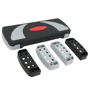 LEMY 30" Aerobic Stepper Adjust 4"-6"-8" Indoor Cardio Step Fitness Exercise With Risers Black-Gray