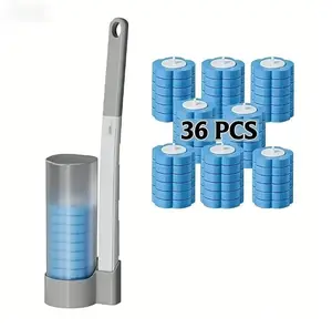 Value set of disposable toilet brushes and brush holder, with extended handle, includes 36 cleaning brush heads, 360° deep cleaning, comes with disposable cleaning pads, wall-mounted toilet brush holder set, suitable for bathroom and toilet cleaning.
