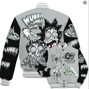 Legend Blue 11s Match Varsity Jacket, Wubba Rick Drip Printed Baseball Jacket, Ricck and Mortyy Merch, 90s Hip Hop Baseball Jacket, Men Women Sports Lightweight Jacket(Sheet)