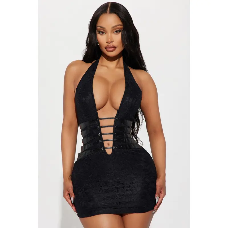 Kendra Lace Mini Dress - Black