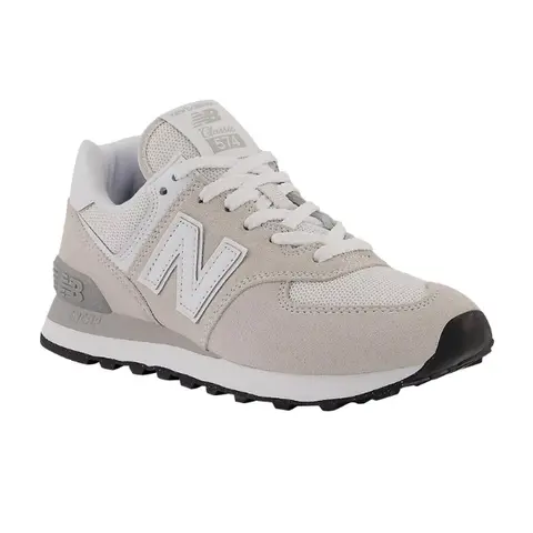 New Balance Women's 574 Core White-Grey Hybrid Casual Sneaker Flat, Versatile Sneakers for Women, Athletic Everyday All-Season Shoes