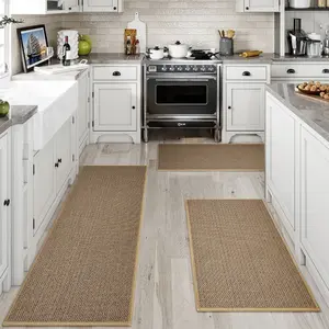 3 PCS Kitchen Rugs and Mats Set, Non Slip Rubber Backing Kitchen Floor Mats, Water Absorbent & Washable Kitchen Runner Rug, Stain Resistant Floor Carpet for Sink Front, Home Kitchen Decor