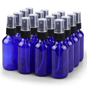 Spray Bottle, 2 oz Fine Mist Glass Spray Bottles, Little Refillable Liquid Containers for Watering  Cleaning (16 Pack, Blue)