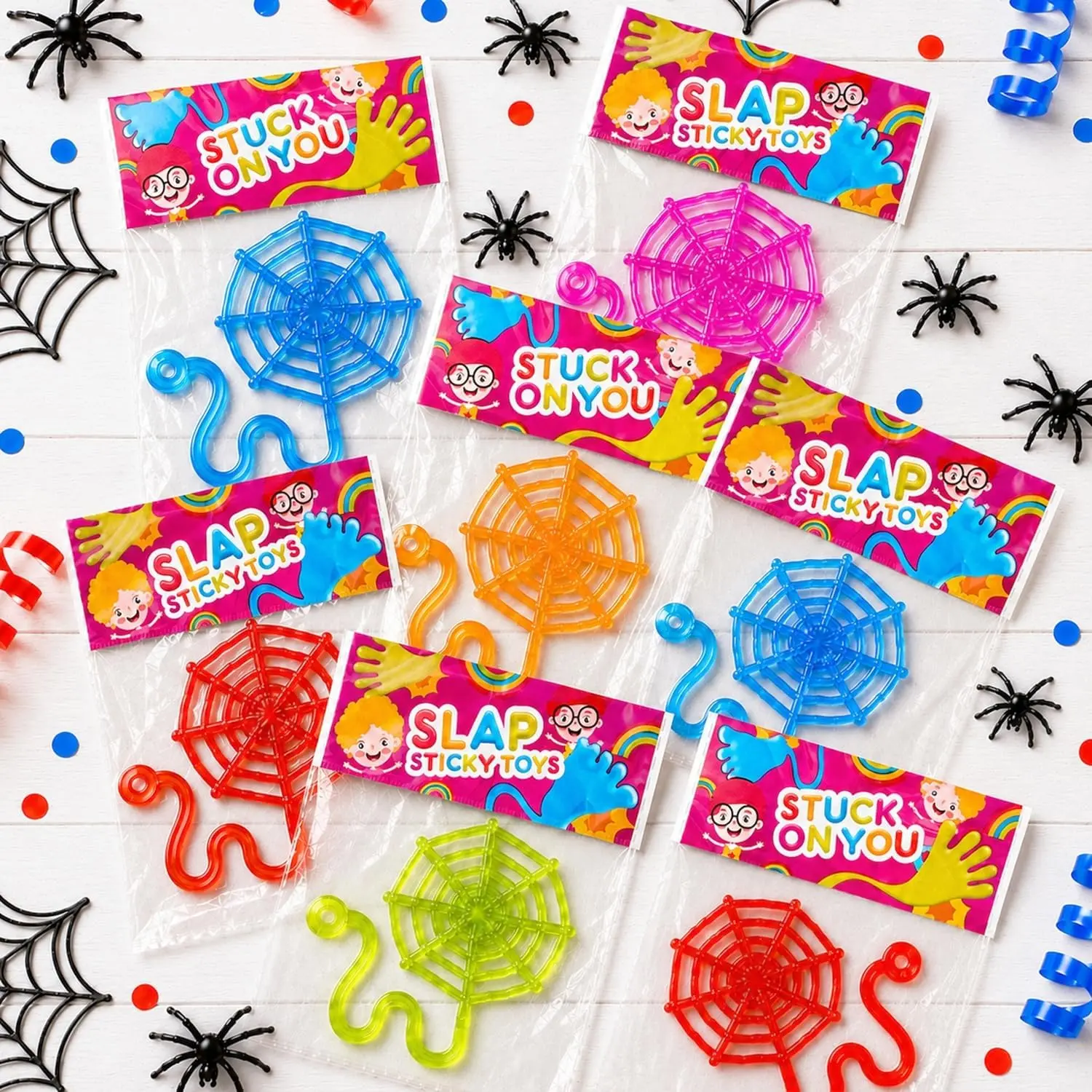 Halloweem Fall Gift Sticky Spider Web Sticky Hands Toys,36PCS Goodie Bag Basket Pinata Stuffers | Halloween Boo Basket Pinata Fillers for Kids,Party Gifts Prizes Trinkets for Toddlers,Treats Non Candy for Birthday Classroom