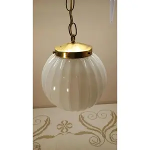 SWAG LIGHT FIXTURE Vintage Art Deco Hanging White Globe Lamp