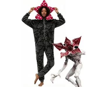 Unisex Demogorgon Onesie Fleece Hooded Jumpsuit Long Sleeve One Piece Pajamas for Christmas Cosplay Events & Everyday Wear