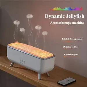 Dynamic Jellyfish Mist Diffuser, 5-Nozzle Cool Mist, Color-Changing Ambient Light, Remote Control