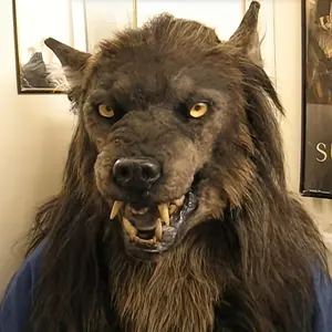 1PCS Simulated Brown Wolf Head Mask - Suitable for Christmas and Halloween, as well as various festival events, parties, and role-playing with latex animal costume accessories; no power required; perfect for holiday gift ideas Face Mask Therian Mask