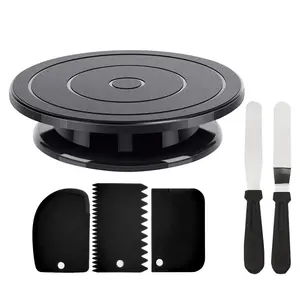 Cake Decorating Set, Including A Cake Decorating Kit, Cake Turntable, 2 Straight Spatulas, and 3 Scrapers,Suitable for Spray-Painting Turntables, Cake Decorating, DIY Projects, and Baking Accessories, Cake Decoration Supplies