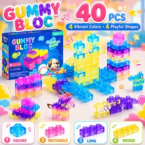 Gigilli 40 PCS Soft Building Blocks for Toddlers 1-3 — Squishy Sensory Stacking Toys, Montessori STEM Construction Set, Squeezable & Stretchable, Safe Rubber Blocks for Creative Play, Ages 3+