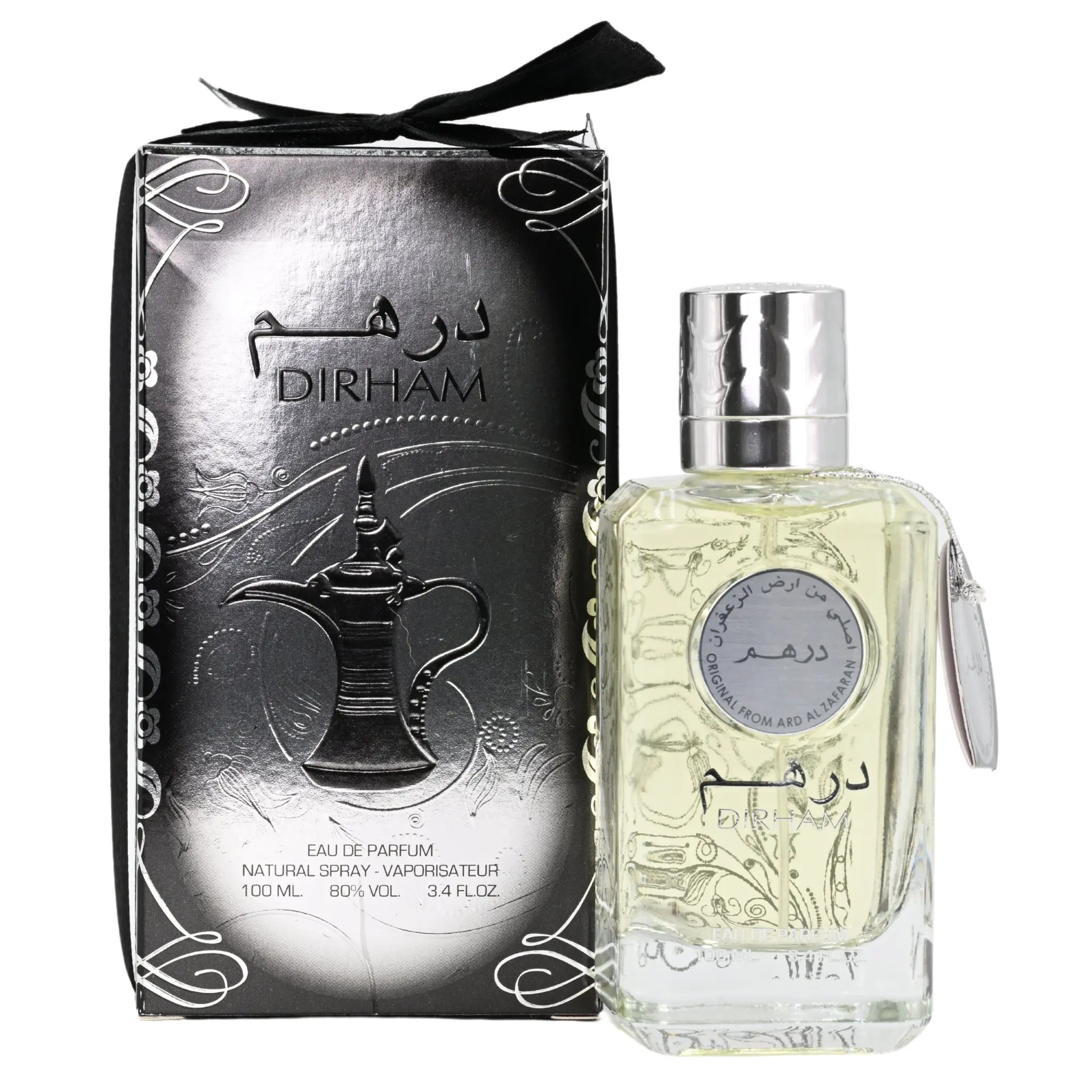 Ard Al Zaafaran Dirham Unisex EDP Perfume - 3.4 fl oz Pre-Packed Floral Woody Aromatic Modern Multi-Scented Fragrance, Fresh Florals, Rose Heart, Bergamot Mix, Woody Base, Floral Woody Fragrance, Pre-Packed Unisex Fragrance