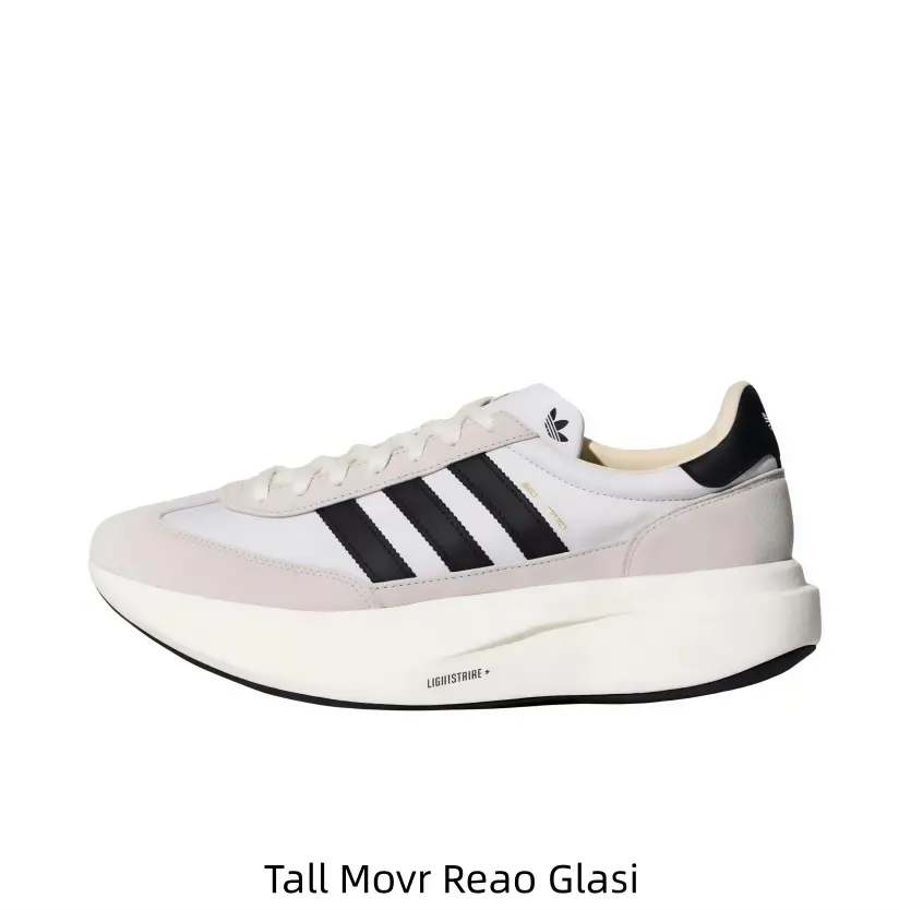 Beige White Patchwork Platform Sneakers Three Bold Black Stripe Design Thick Cushion Sole Retro Daily Sports Shoes