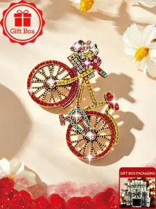 Bicycle Brooch, Flower Brooch with gift box, 2026 spring and summer new style, Wearing at banquets and holidays, Also be used as an accessory for autumn and winter sweaters and coats, Perfect as a birthday gift for family, friends and couples
