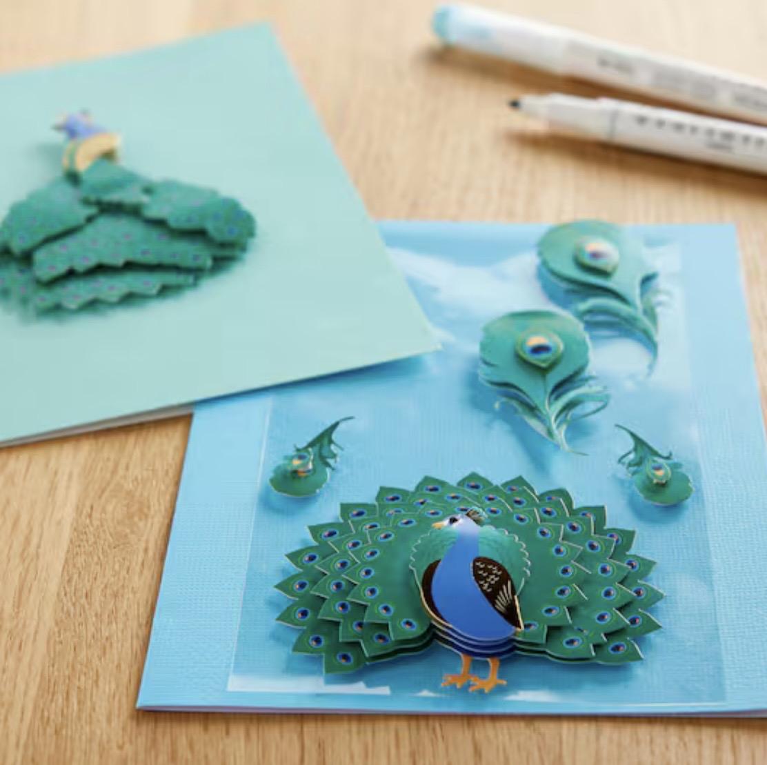 Recollections Peacock Stickers for Scrapbooking 6pc, Green and Blue Color Scheme