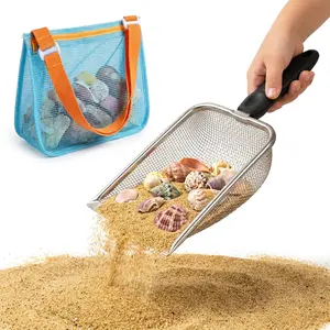 Beach Mesh Shovel with Mesh Beach Bag for Shell Collecting Gift Set, Kids Filter Sand Scooper for Picking Up Shells, Shark Tooth Sifter Dipper for Boys and Girls, Toy Gift teenage