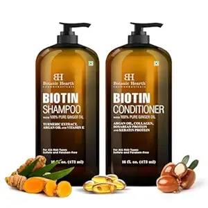Biotin Shampoo and Collagen Conditioner Set with Korean Ginseng and Avocado | 16 fl oz each