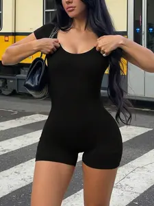 Sexy Black Slim Fit Jumpsuit for Women Y2K Chic Summer Vacation Outfit Sleeveless Sporty One Piece Romper