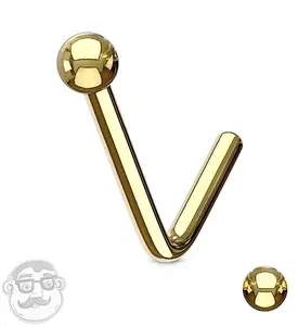 Gold PVD Ball Top L Bend Nose Ring