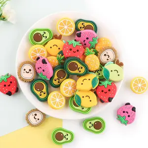 Fruit Design Beads, 5 Counts/set Cute Fruit Shaped Beads, Fruit Design DIY Jewelry Making Supplies for Necklace Bracelet Keychain, Diy Mix Beads