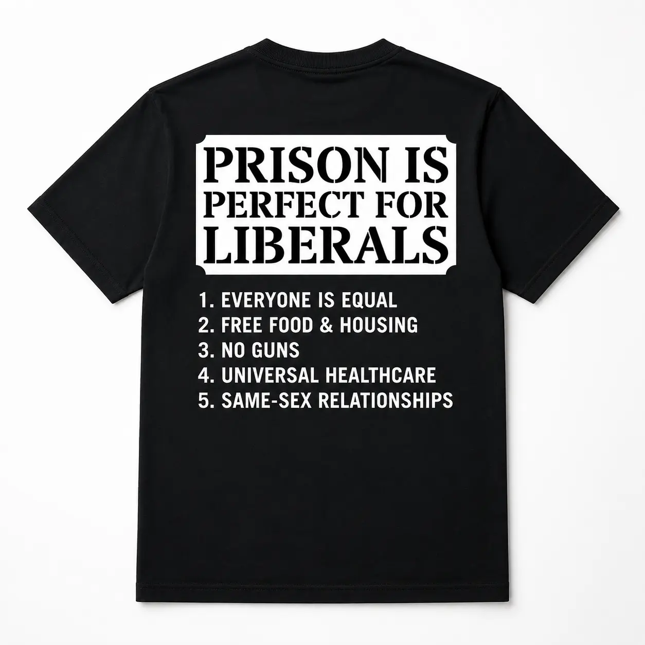 Funny Republican Graphic T-Shirt, Breathable 100% Cotton Top for Men & Women, 'Prison Is Perfect' Short Sleeve Apparel Made in USA, Menswear, Fabric, Round Neck, Casual, Unisex, Funny Slogan, Streetwear, Funny Graphic Tee