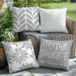 4pcs, Single-sided Printed Pillowcase Set, Gray Leaf Line Minimalist Design Pillow Cover 44.96*44.96cm, Home Decorative Cushion Covers Suitable for Living Room Sofa Bedroom, Excludes Insert