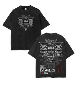Neon Genesis Evangelion SEELE Organization Symbol Human Instrumentality Anime Graphic Heavyweight Oversized Vintage Washed T Shirt