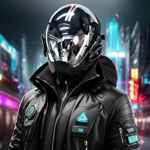 Reflective Full-Face Plastic Helmet, Comfortable Techwear Mask with Strap, Fashion Accessory for Cosplay, Festivals, Halloween
