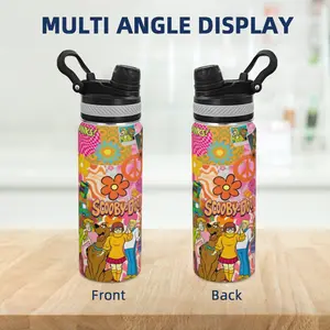 Scooby-Doo 20oz Insulated Water Bottle with Straw Spout Stainless Steel Leakproof Sports Tumbler Hot Cold Drinks for Gym Camping Travel Retro Cartoon Cup for Fans TikTok Viral Trending Aesthetic Reusable Drinkware Gift Flasks Portable