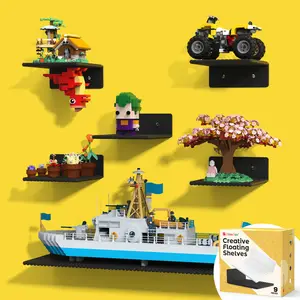 BlissBox Black Wall-Mounted Bricks Display Shelf, 5 x 5.5 Inches, Double-Sided Design with 16 x 17 Bumps on Each Side – Perfect for Toy Blocks Storage, Display, or Room Decor, Durable ABS Material