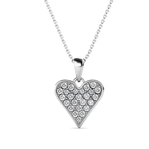 Cecilia 18k White Gold Plated Heart Pendant Necklace with Simulated Diamond Crystals