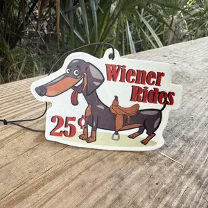 Wiener Rides 25 Cents Mini Dachshund Car Air Freshener Dark Ice Scent