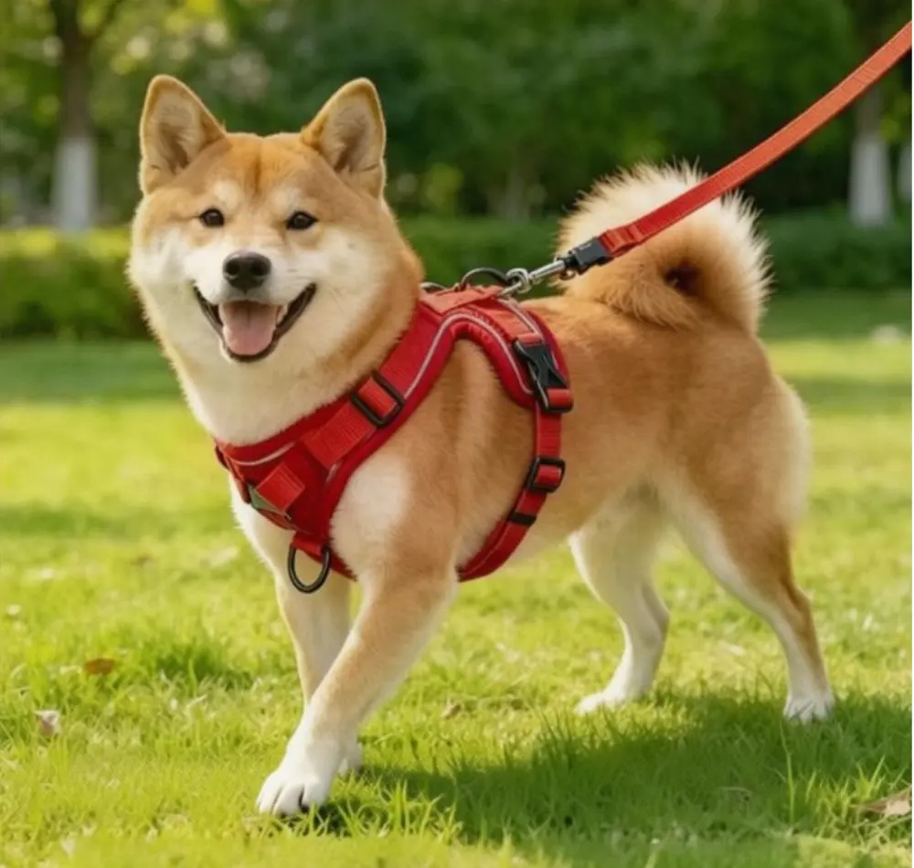 Escape-Proof Dog Harness - No Slipping Out, 4 Adjustable Straps, No-Pull, Reflective, Soft Mesh Vest with Leash