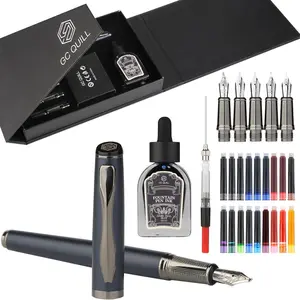 1 Fountain Pen Set with 5 Nibs, Ink Bottle, Refill Converter, 18 Ink Cartridges, Ideal for Writing and Calligraphy
