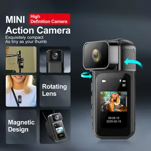 2.7K high-definition thumb sports camera, 180 ° rotatable lens, magnetic portable sports camera, suitable for daily vlog recording, fishing, cycling, and outdoor activities S180