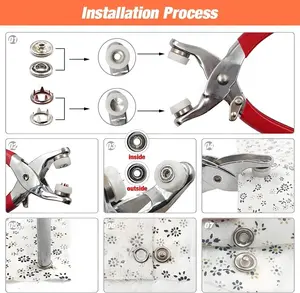 nose  wsnapkit 100 Sets Metal Snap Buttons Set with Fastener Pliers Press Tool for DIY Crafts Clothing Hats Sewing Fabric Projects