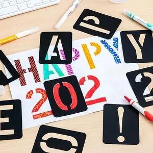 Plastic Alphabet Painting 42 Pieces Letter Number Stencil Set Templates Mold Kit Reusable Embossing Template School Supplies