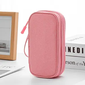 Portable data cable storage bag, double-layer mobile phone charger storage bag, multi-layer grid digital accessory storage bag, compact and convenient travel data cable storage bag