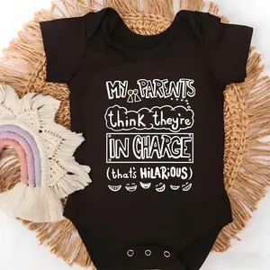 My Parents Think They're In Charge That's Hilarious Funny Baby Bodysuit, Sarcastic Newborn Romper, Gender Neutral Baby Shower Gift for Boy Girl